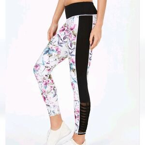 Ideology Candice White Floral Side Stripe Leggings Size Medium